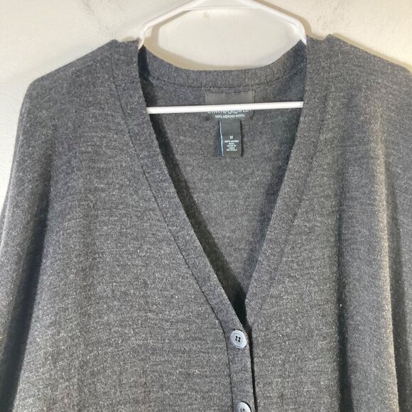 Womens Cynthia Rowley Merino Wool Sweater Poncho Gray Black M Wool Button Detail - Picture 5 of 7